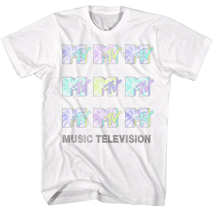 MTV - Tie Dye Logos - American Classics - Solid White Adult Short Sleeve T-Shirt