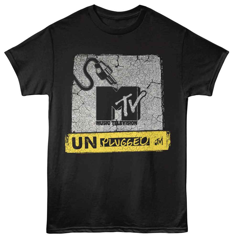 MTV - Cracked Background - American Classics - Black Solid Adult Short Sleeve T-Shirt