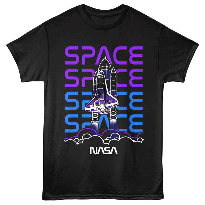 NASA - Shuttle Line Art - American Classics - Black Adult Short Sleeve T-Shirt