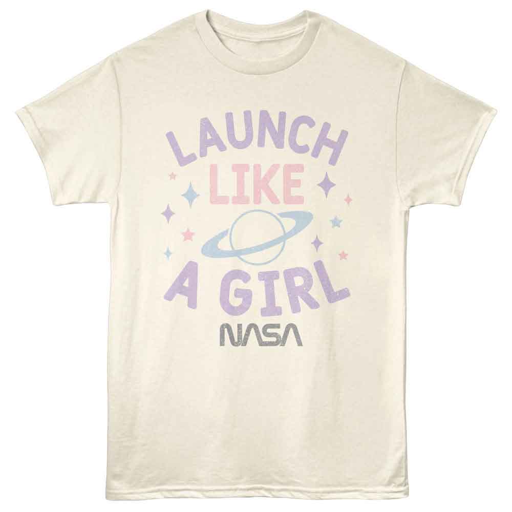 NASA - Launch Like A Girl - American Classics - Natural Adult Short Sleeve T-Shirt