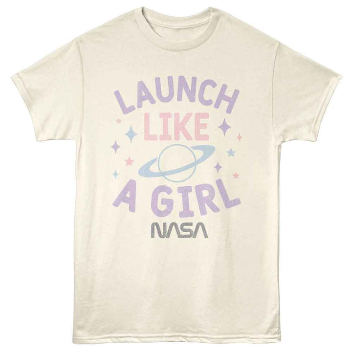 NASA - Launch Like A Girl - American Classics - Natural Adult Short Sleeve T-Shirt