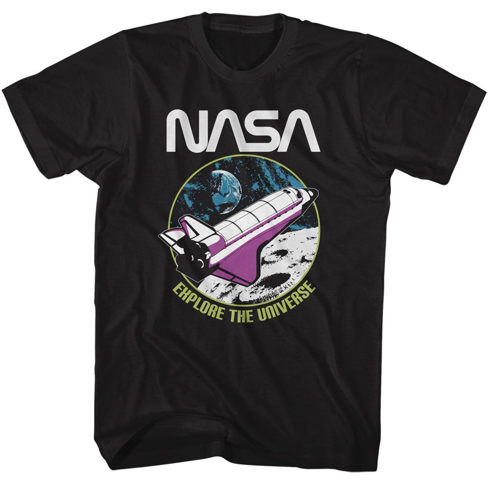 NASA - Explore The Universe - American Classics - Solid Black Adult Short Sleeve T-Shirt