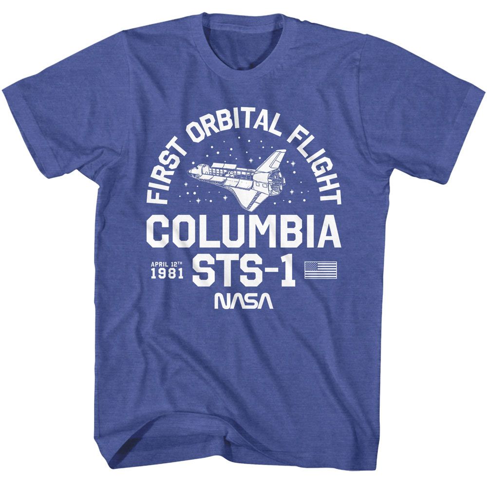 NASA - Columbia Space Transportation System 1 - American Classics - Heather Blue Adult Short Sleeve T-Shirt
