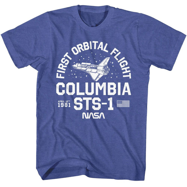 NASA - Columbia Space Transportation System 1 - American Classics - Heather Blue Adult Short Sleeve T-Shirt