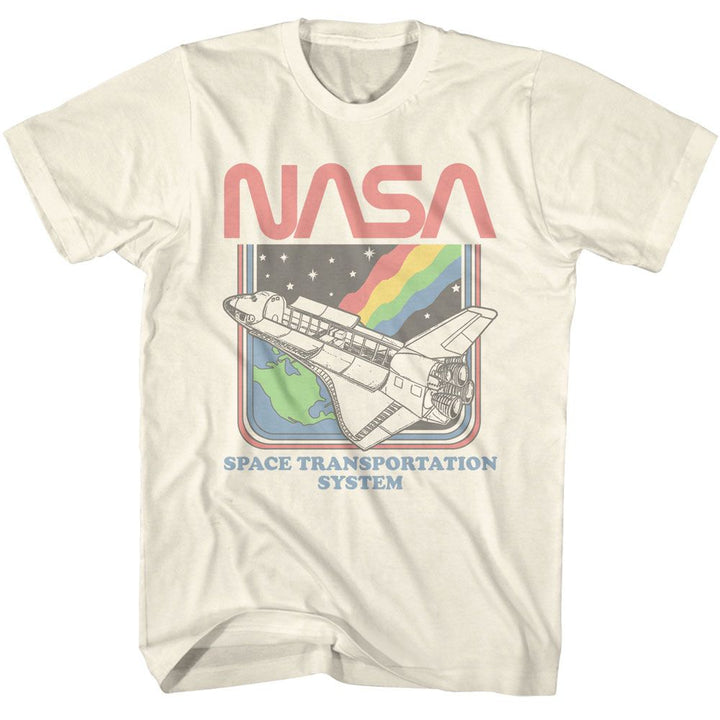 NASA - Rainbow Space Transportation System - American Classics - Solid Off-White Adult Short Sleeve T-Shirt