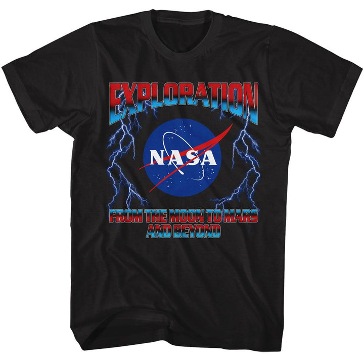 NASA - Exploration Lightning - American Classics - Solid Black Adult Short Sleeve T-Shirt