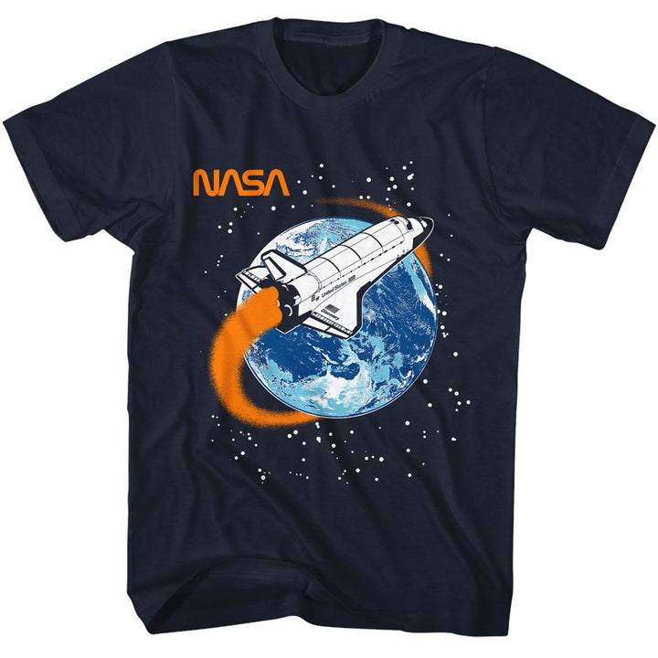 NASA - Around The World - American Classics - Solid Blue Adult Short Sleeve T-Shirt