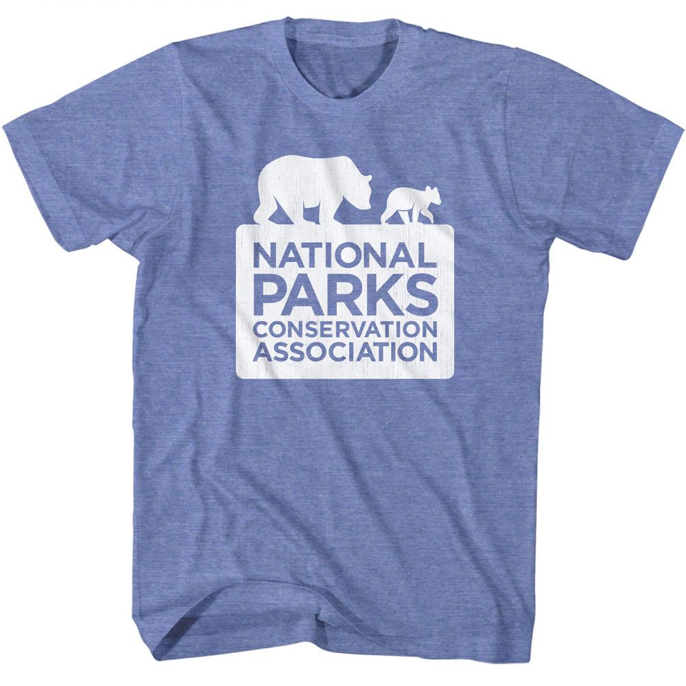 National Parks - Logo - American Classics - Heather Blue Adult Short Sleeve T-Shirt