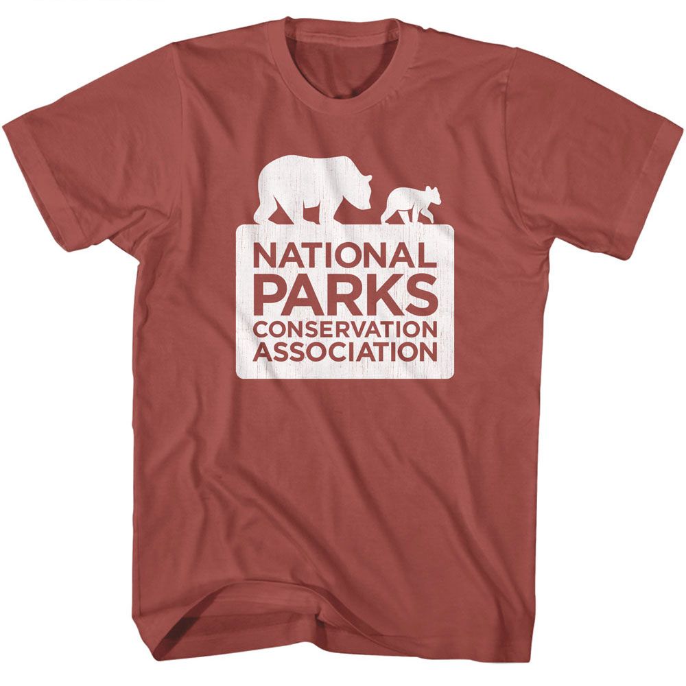 National Parks - Logo - American Classics - Solid Red Adult Short Sleeve T-Shirt