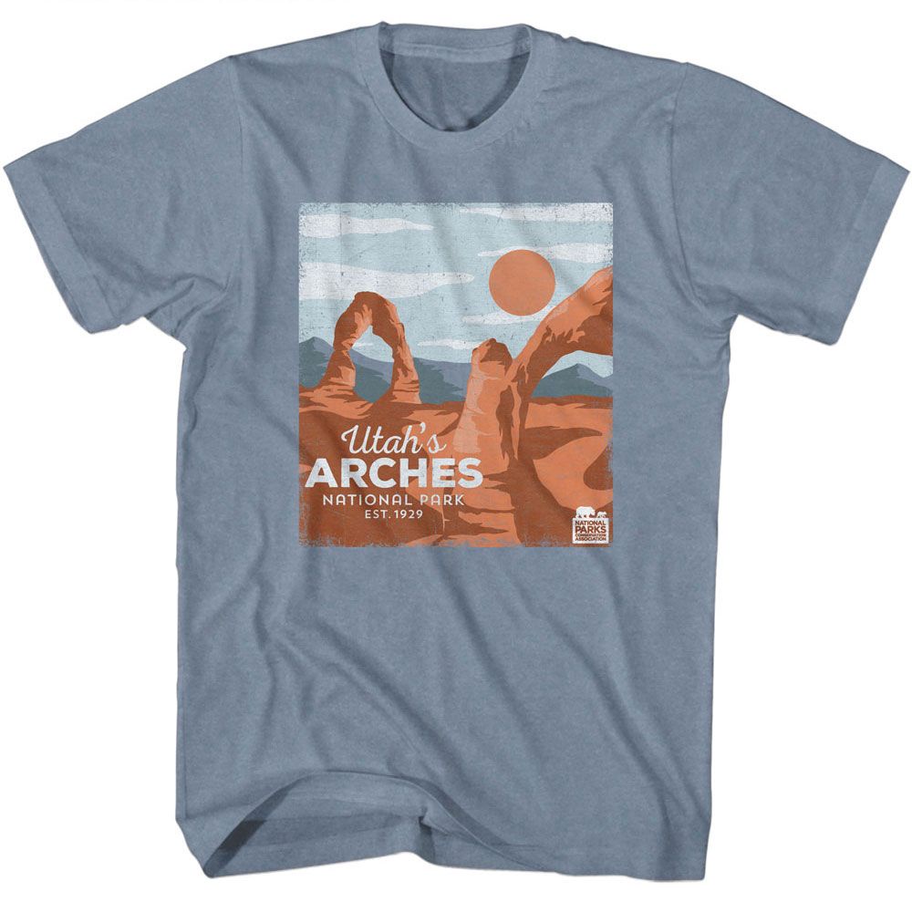 National Parks - Utahs Arches - American Classics - Heather Blue Adult Short Sleeve T-Shirt