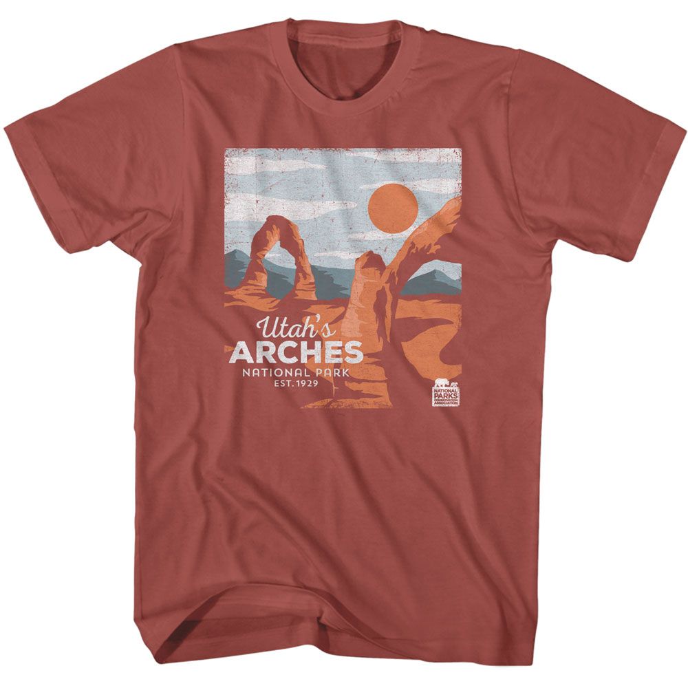 National Parks - Utahs Arches - American Classics - Solid Red Adult Short Sleeve T-Shirt