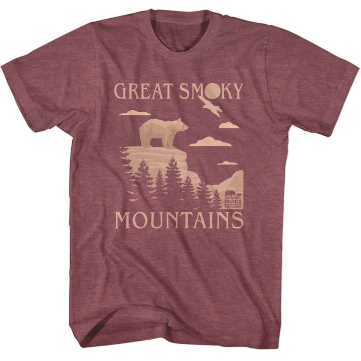 National Parks - Great Smoky Mountains - American Classics - Solid Red Adult Short Sleeve T-Shirt