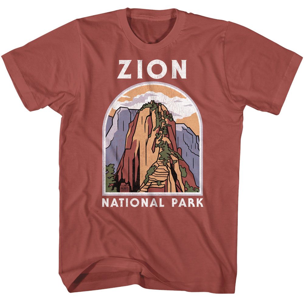 National Parks - Zion Angels Landing - American Classics - Solid Red Adult Short Sleeve T-Shirt