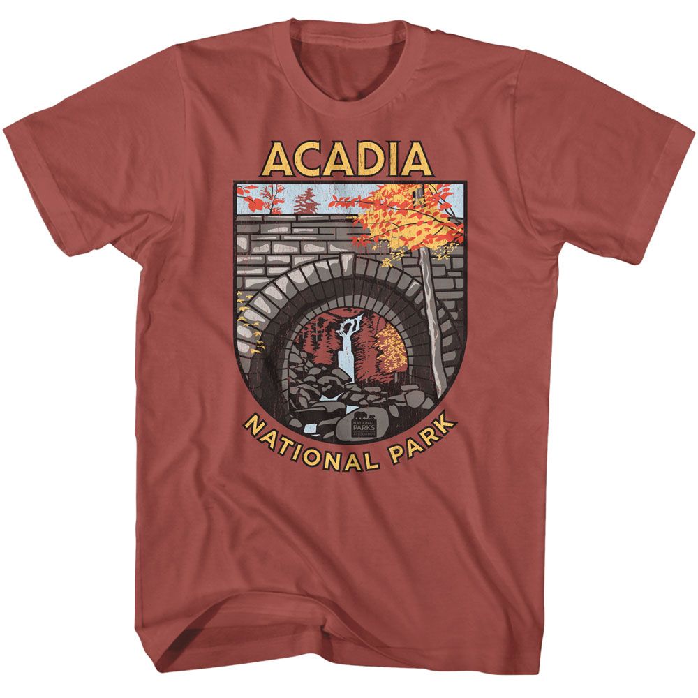 National Parks - Acadia - American Classics - Solid Red Adult Short Sleeve T-Shirt