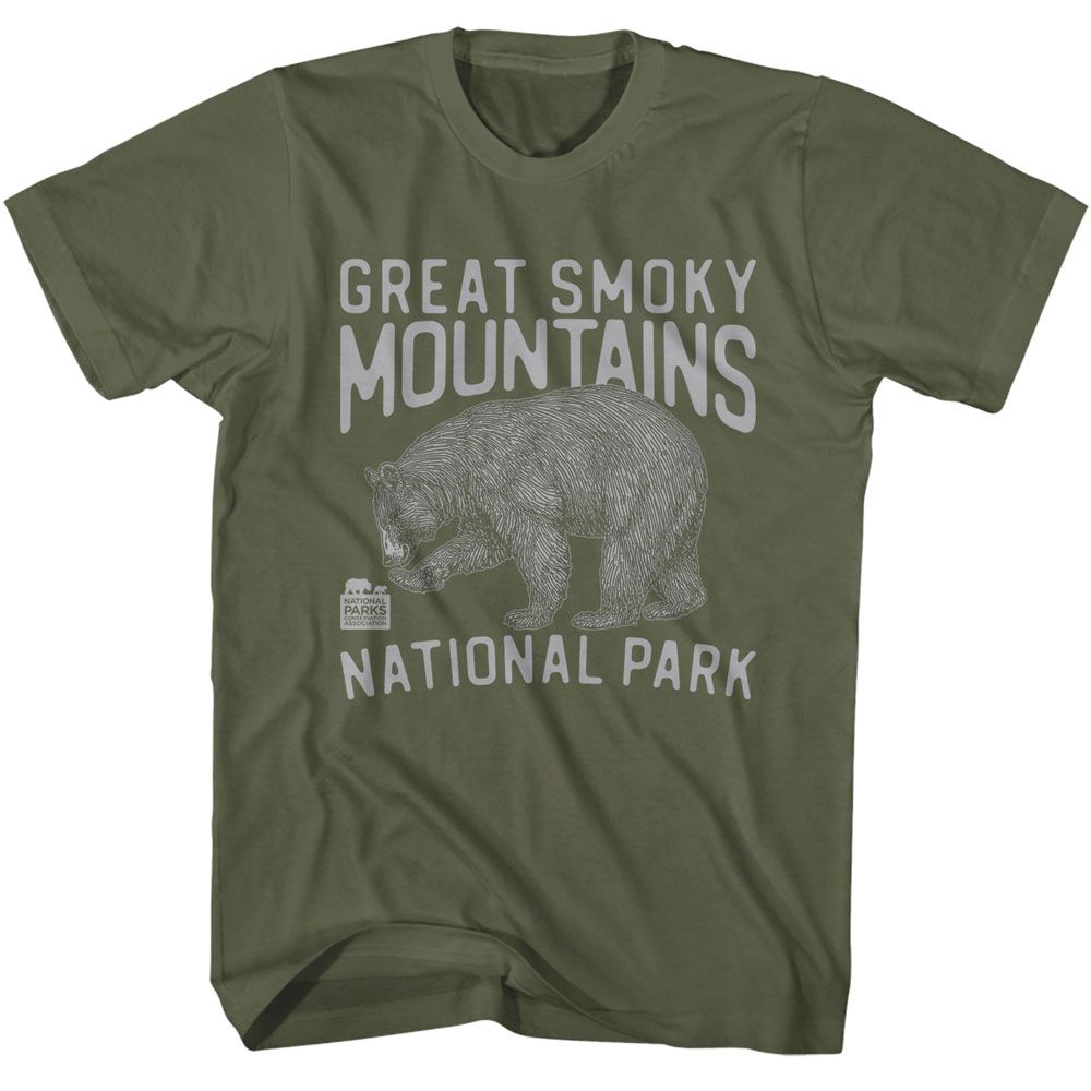 National Parks - Smoky Mountains 1940 - American Classics - Solid Green Adult Short Sleeve T-Shirt