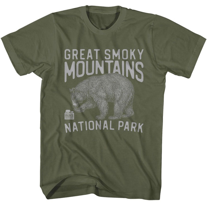 National Parks - Smoky Mountains 1940 - American Classics - Solid Green Adult Short Sleeve T-Shirt