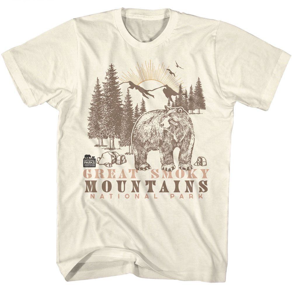 National Parks - Bear And Mountains - American Classics - Solid Off-White Adult Short Sleeve T-Shirt