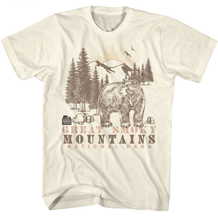 National Parks - Bear And Mountains - American Classics - Solid Off-White Adult Short Sleeve T-Shirt