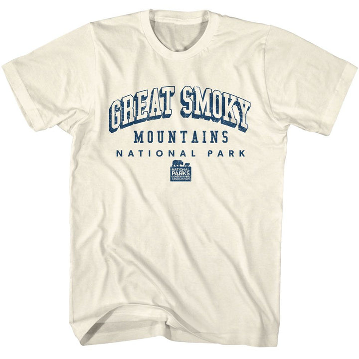 National Parks - Smoky Mountains Collegiate - American Classics - Solid Off-White Adult Short Sleeve T-Shirt