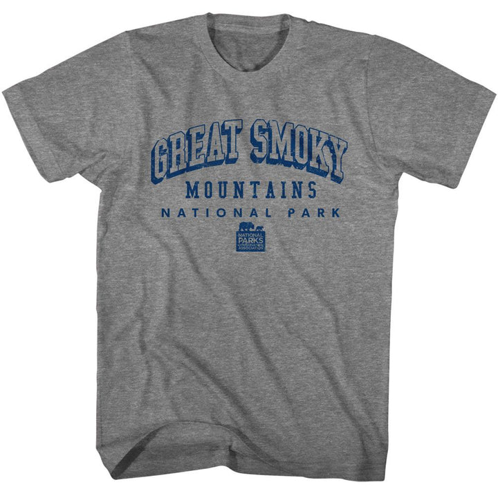 National Parks - Smoky Mountains Collegiate - American Classics - Solid Gray Adult Short Sleeve T-Shirt