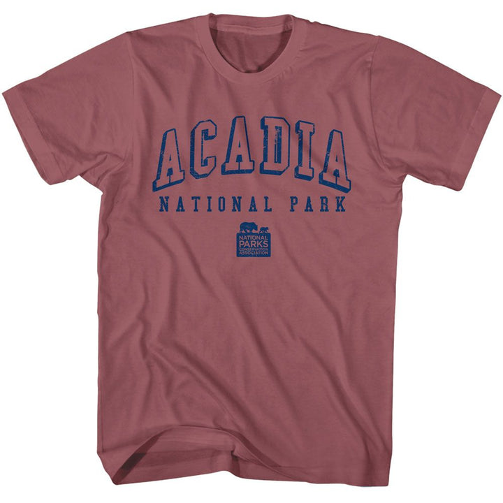 National Parks - Acadia Collegiate - American Classics - Solid Red Adult Short Sleeve T-Shirt