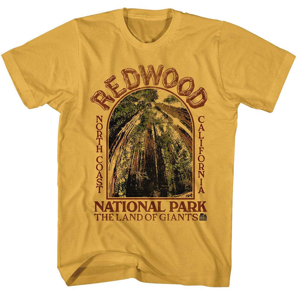 National Parks - Redwood Land Of Giants - American Classics - Solid Yellow Adult Short Sleeve T-Shirt