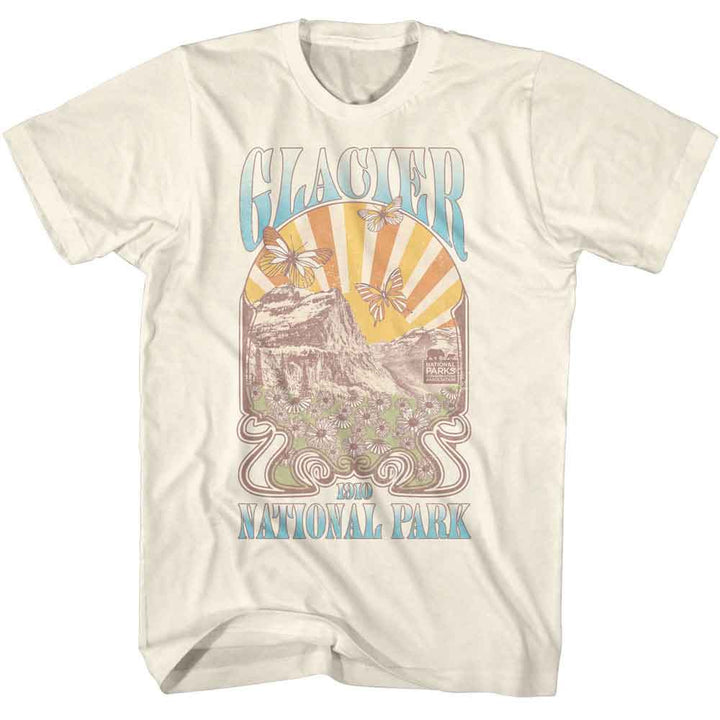 National Parks - Glacier Nouveau - American Classics - Solid Off-White Adult Short Sleeve T-Shirt