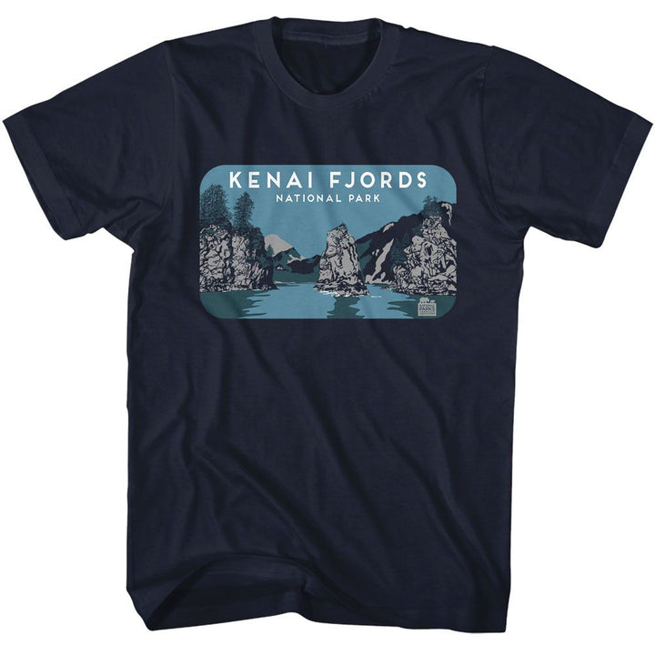 National Parks - Kenai Rocks - American Classics - Solid Blue Adult Short Sleeve T-Shirt