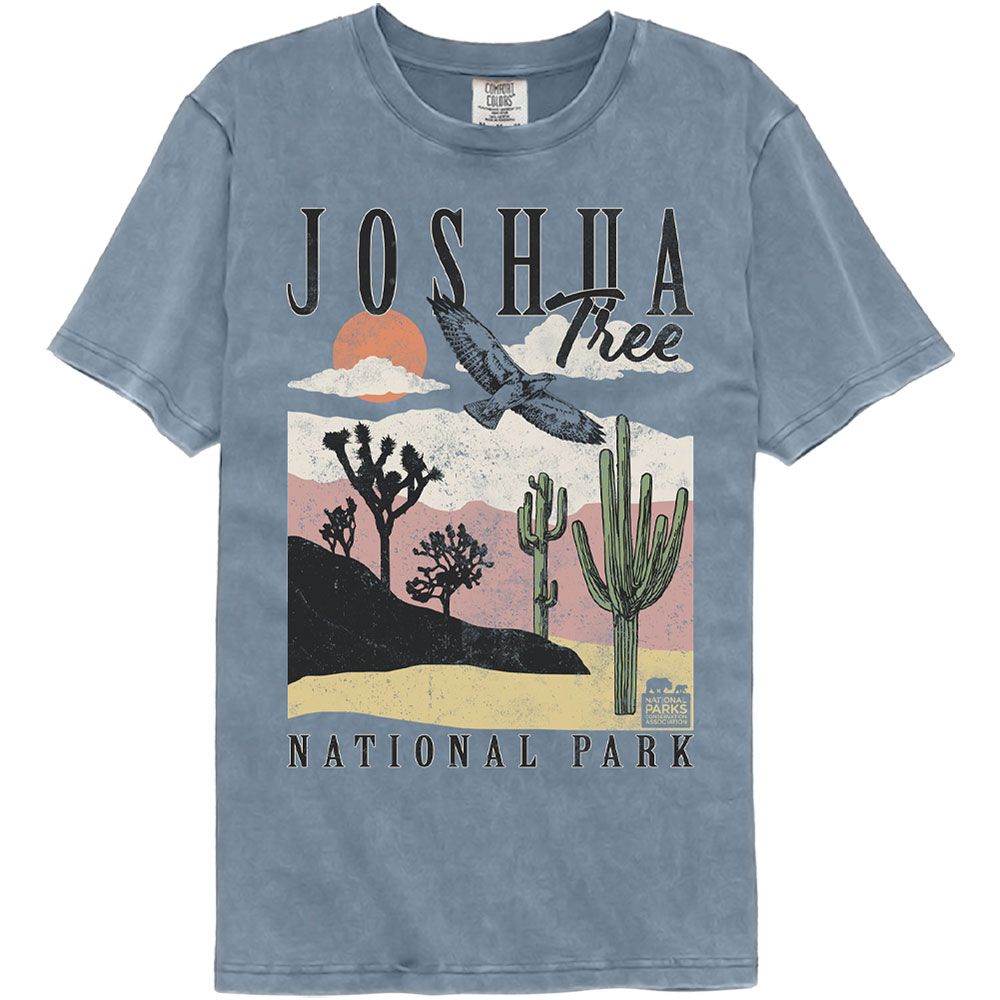 National Parks Joshua Tree Landscape With Cacti Officially Licensed Adult Short Sleeve Comfort Color T-Shirt