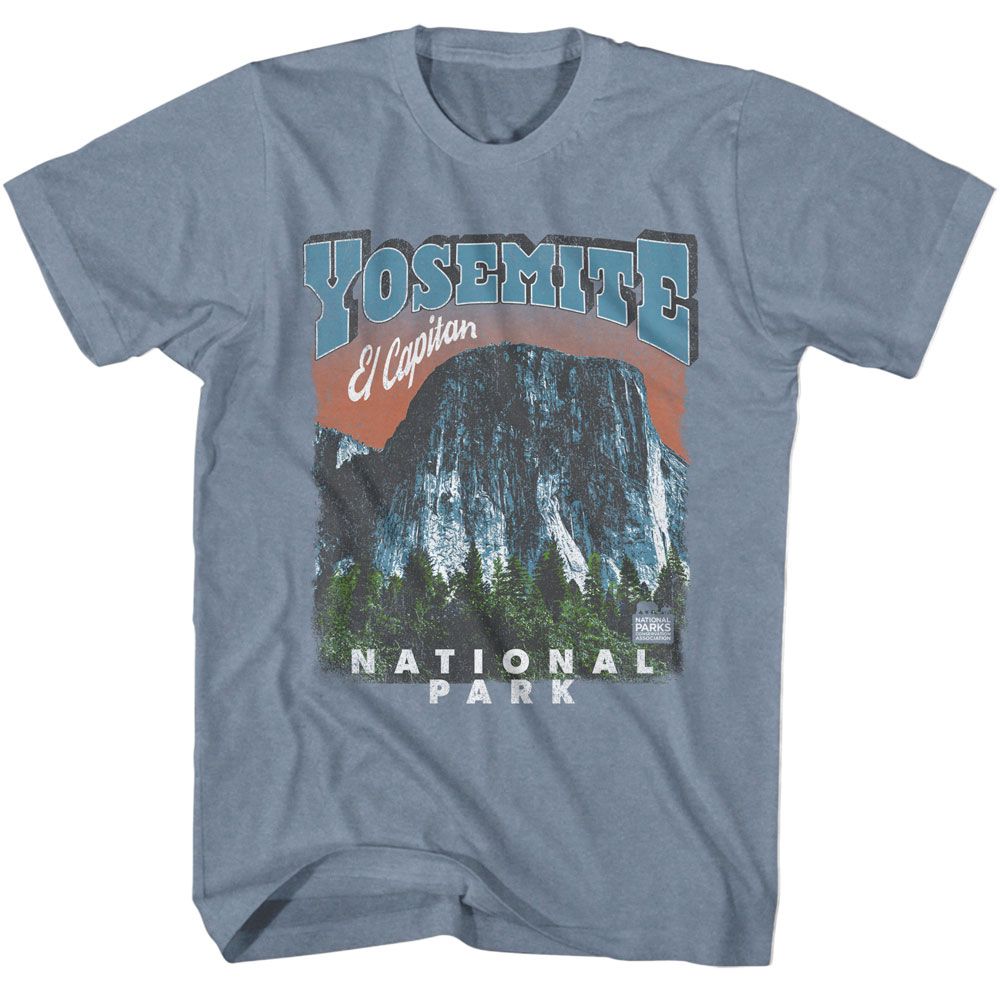National Parks - Yosemite El Capitan - American Classics - Heather Blue Adult Short Sleeve T-Shirt