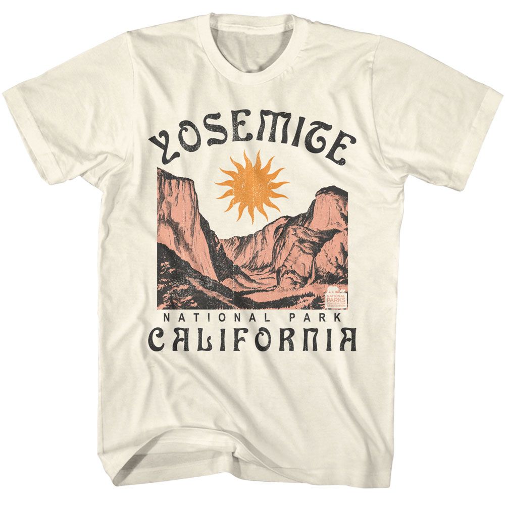 National Parks - Yosemite Nouveau - American Classics - Solid Off-White Adult Short Sleeve T-Shirt