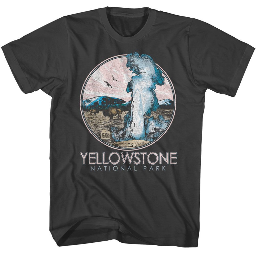 National Parks - Yellowstone Geyser Circle - American Classics - Solid Gray Adult Short Sleeve T-Shirt