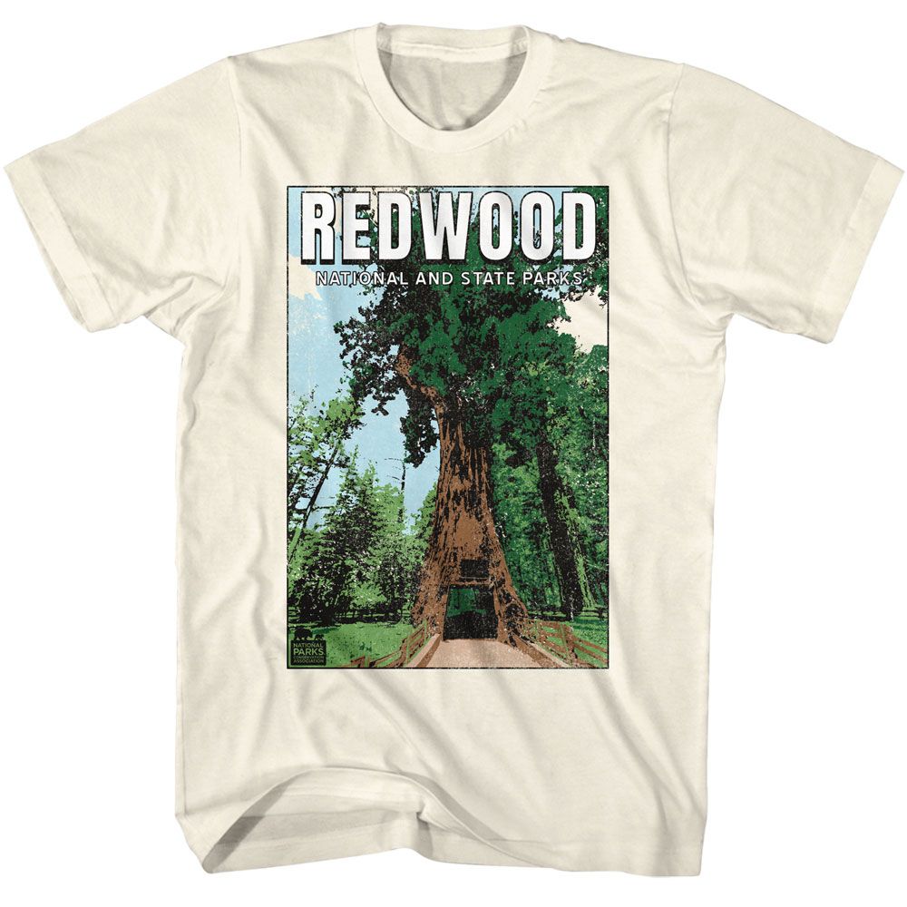 National Parks - Redwood Nat And State Park - American Classics - Solid Off-White Adult Short Sleeve T-Shirt