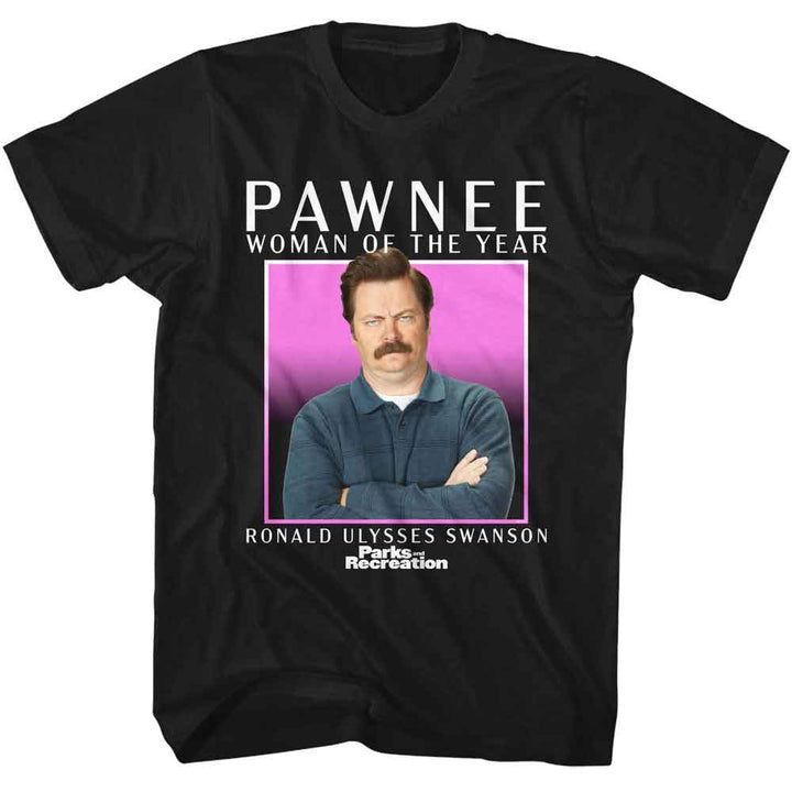Parks And Recreation - Pawnee Woty - American Classics - Solid Black Adult Short Sleeve T-Shirt