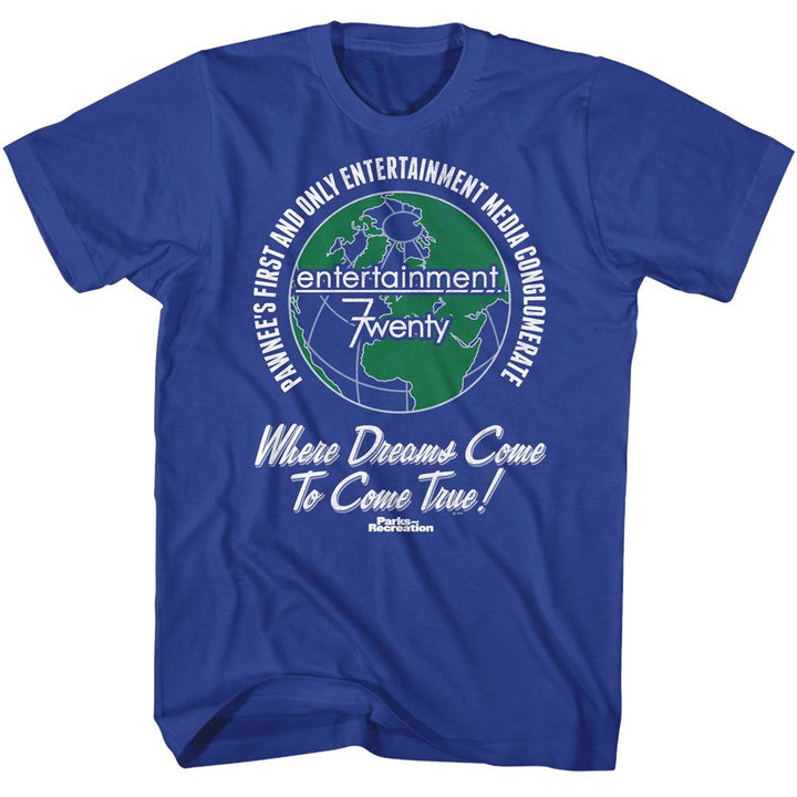 Parks And Recreation - Dreams Come 2 Come True - American Classics - Solid Blue Adult Short Sleeve T-Shirt