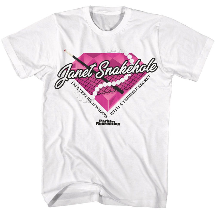 Parks And Recreation - Janet Snakehole Diamond - American Classics - Solid White Adult Short Sleeve T-Shirt