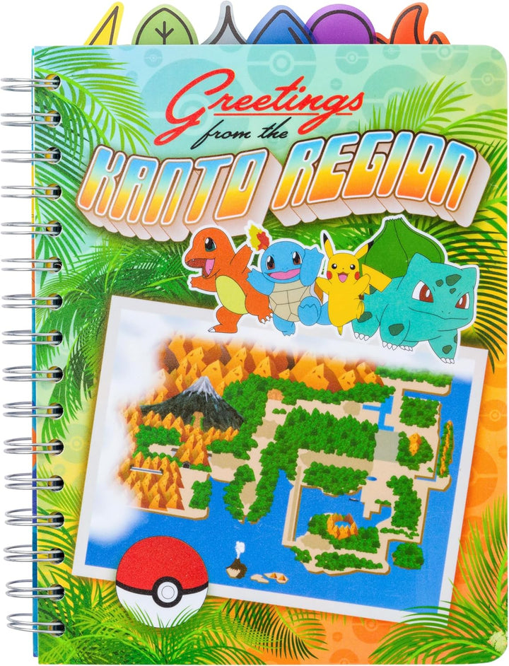 Pokemon Kanto Region Map Spiral Tabbed Notebook 8 x 5 Inches