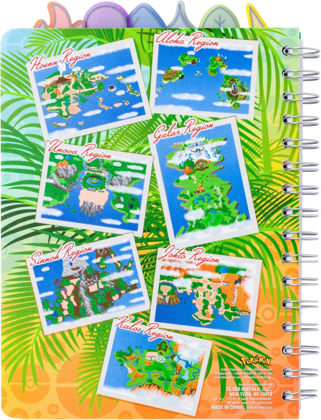 Pokemon Kanto Region Map Spiral Tabbed Notebook 8 x 5 Inches