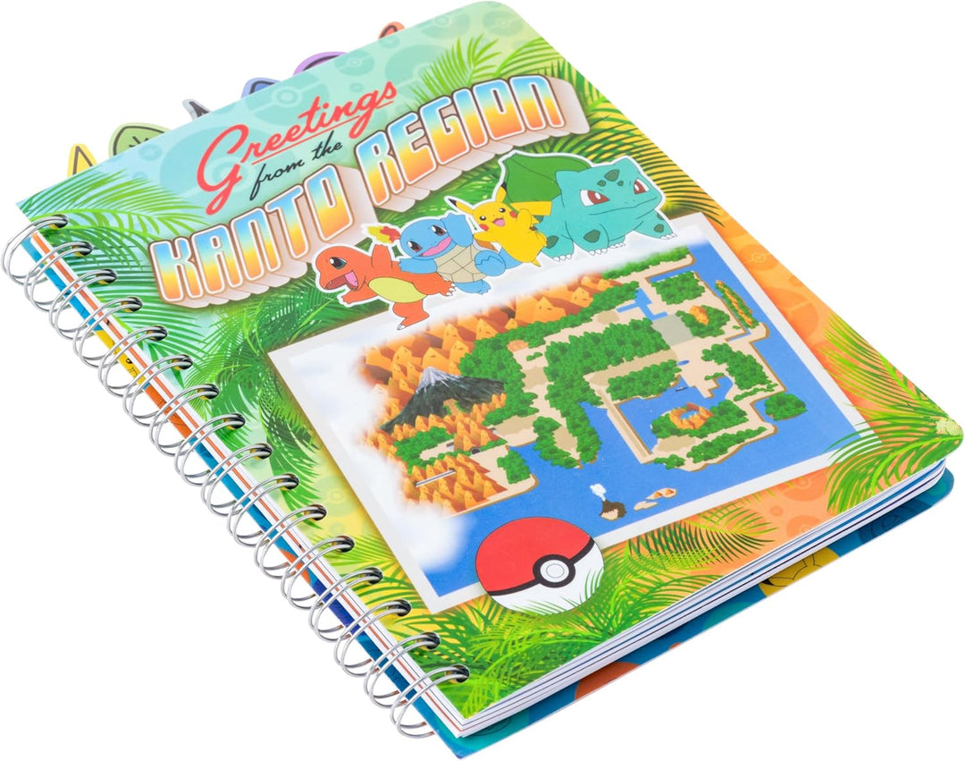 Pokemon Kanto Region Map Spiral Tabbed Notebook 8 x 5 Inches