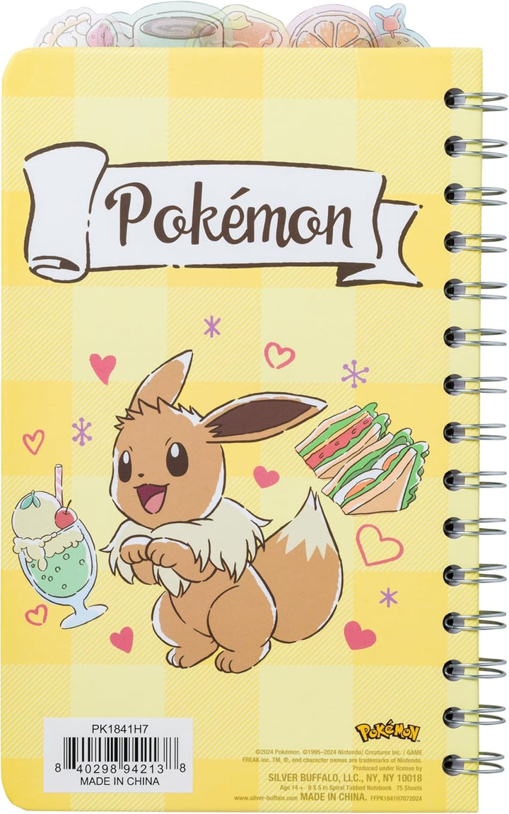 Pokemon - Pikachu, Yamper, Piplup, and Eevee 8in by 5in Spiral Tabbed Notebook