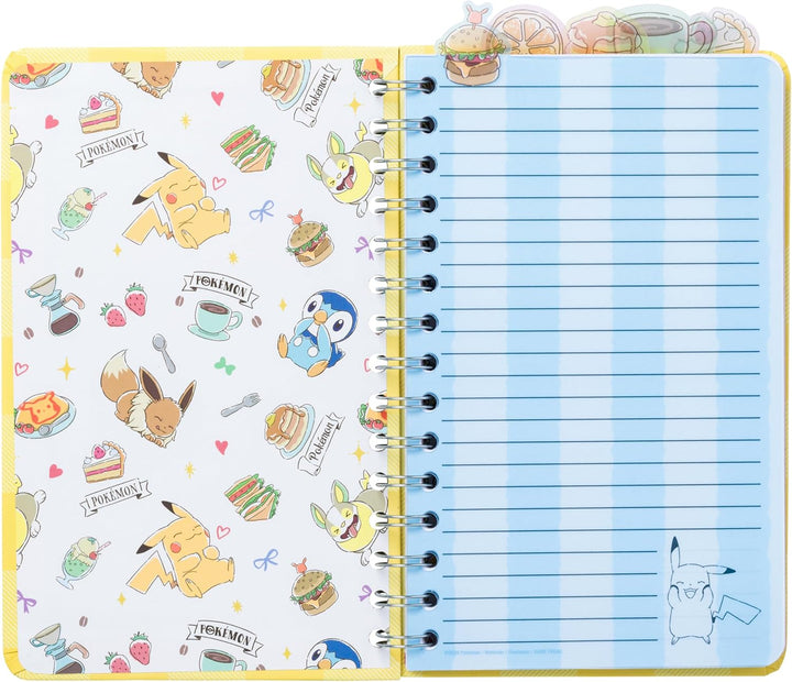 Pokemon - Pikachu, Yamper, Piplup, and Eevee 8in by 5in Spiral Tabbed Notebook