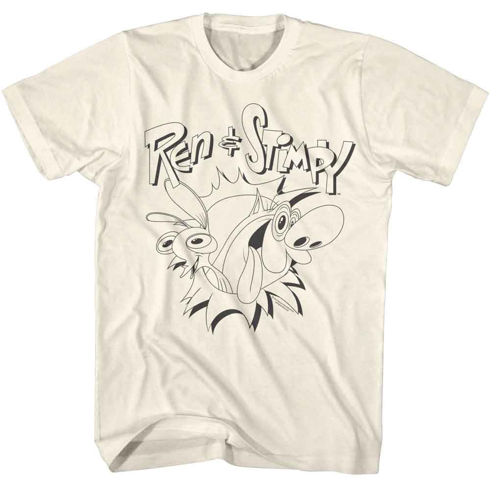 Ren And Stimpy - Monotone Logo - American Classics - Solid Off-White Adult Short Sleeve T-Shirt