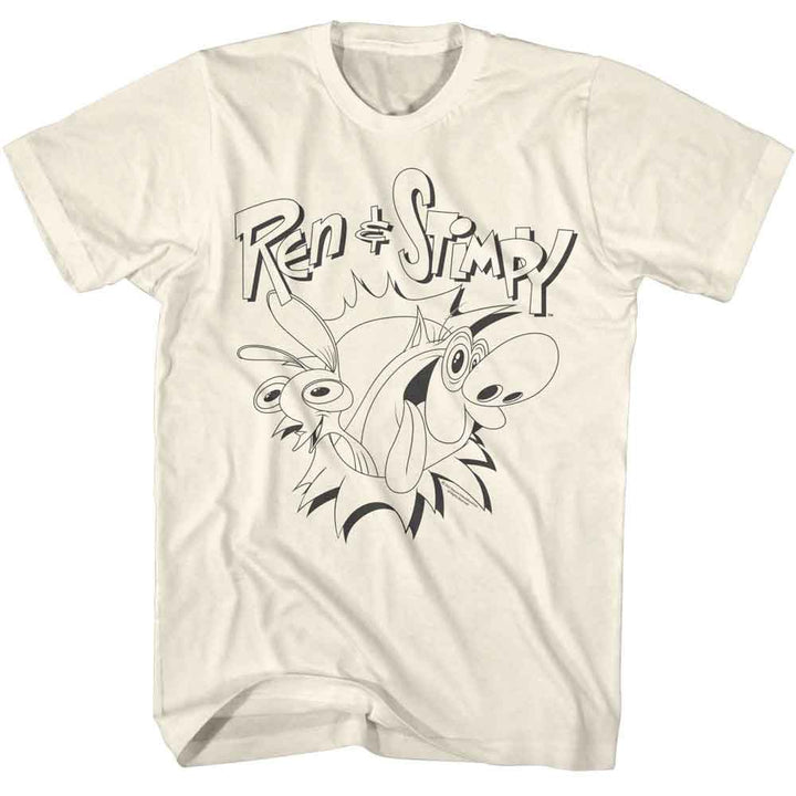 Ren And Stimpy - Monotone Logo - American Classics - Solid Off-White Adult Short Sleeve T-Shirt