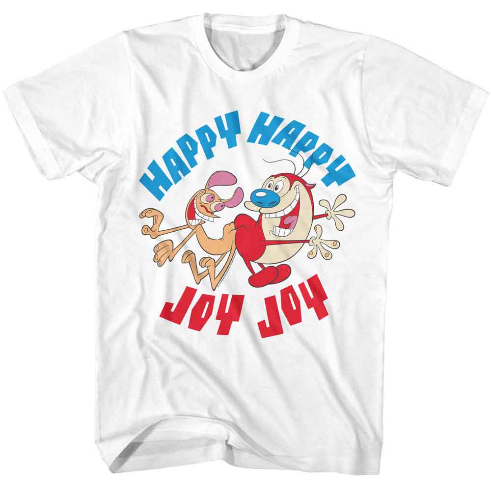 Ren And Stimpy - Happy Happy Joy Joy - American Classics - Solid White Adult Short Sleeve T-Shirt