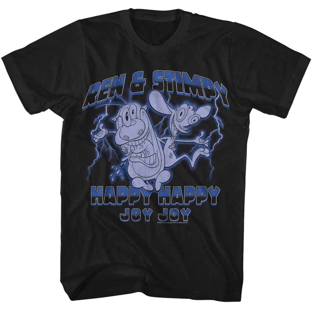 Ren And Stimpy - Lightning - American Classics - Solid Black Adult Short Sleeve T-Shirt