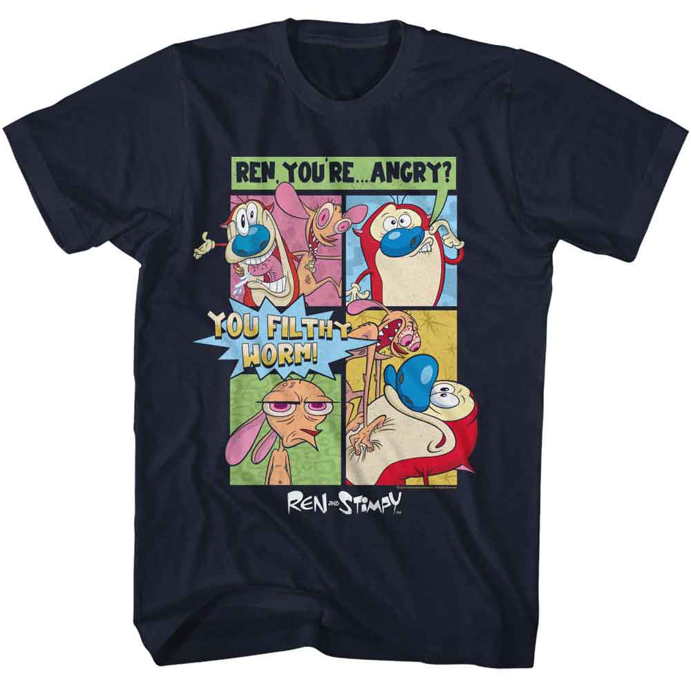 Ren And Stimpy - Comic - American Classics - Navy Adult Short Sleeve T-Shirt