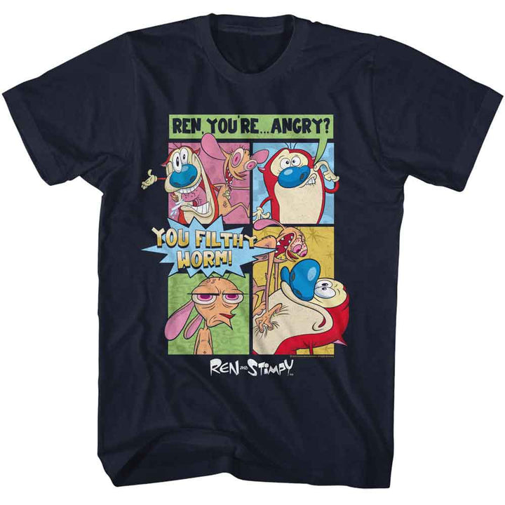 Ren And Stimpy - Comic - American Classics - Navy Adult Short Sleeve T-Shirt