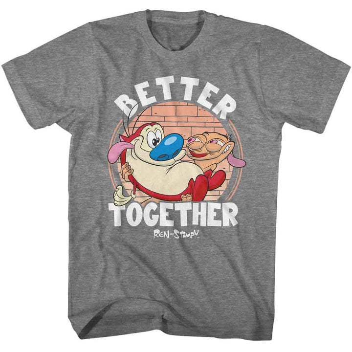 Ren And Stimpy - Better Together - American Classics - Graphite Heather Adult Short Sleeve T-Shirt