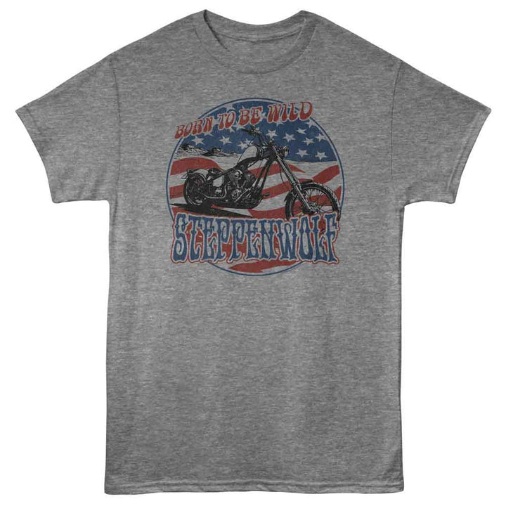 Steppenwolf - Born To Be Wild - Gray - Front Print Solid Adult Unisex Short Sleeve T-Shirt