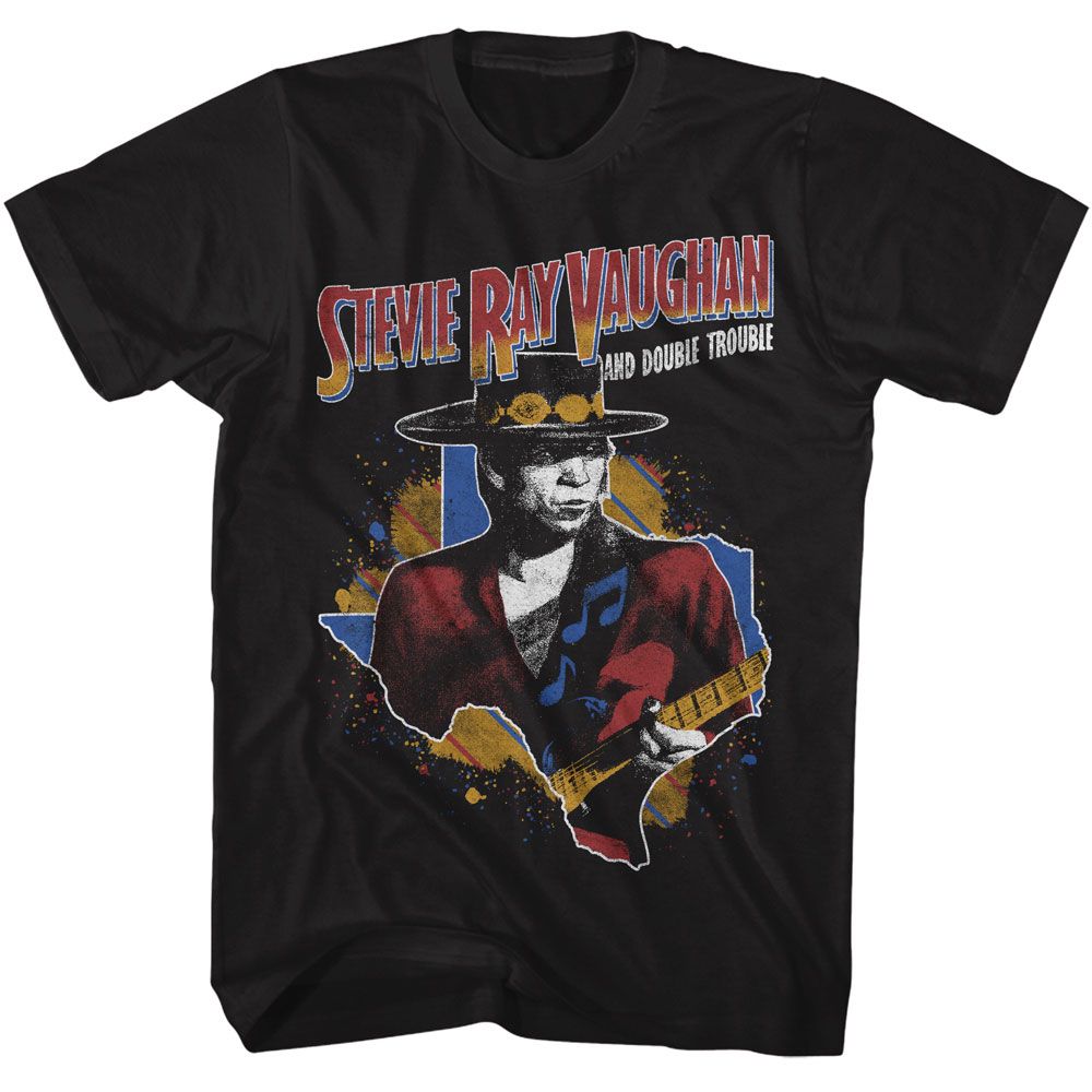 Stevie Ray Vaughan Guitar And Texas Officially Licensed Adult Short Sleeve T-Shirt